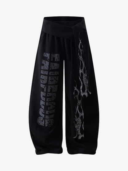 Thesupermade Dark Street Letter Flame Casual Sweatpants 
