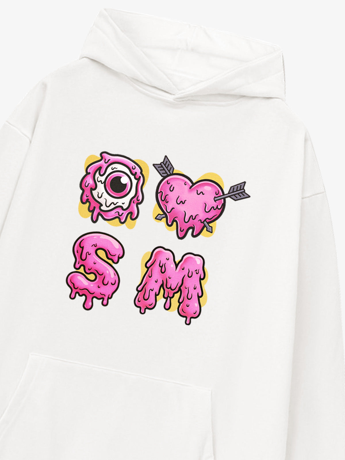 Dripping Heart & Eye Graphic Hoodie for Trendy Looks 