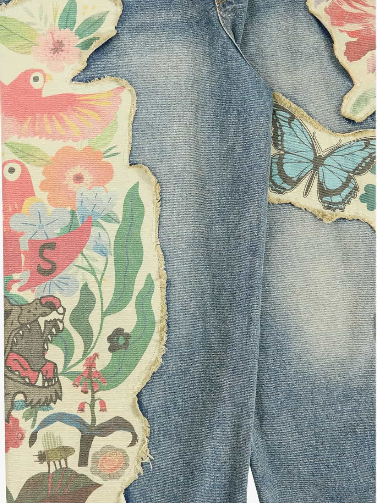 Vintage Floral Patchwork Baggy Jeans 