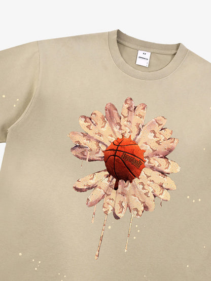 thesupermade Funny street basketball floral pattern design T-shirt 