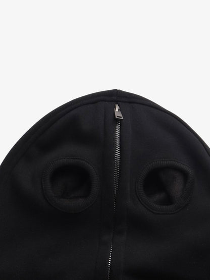 Cotton Blend Hooded Zip-Up Costume Jacket with Eye Holes and Gloves, Gothic Horror Style Full Coverage Hoodie for Cosplay and Halloween 