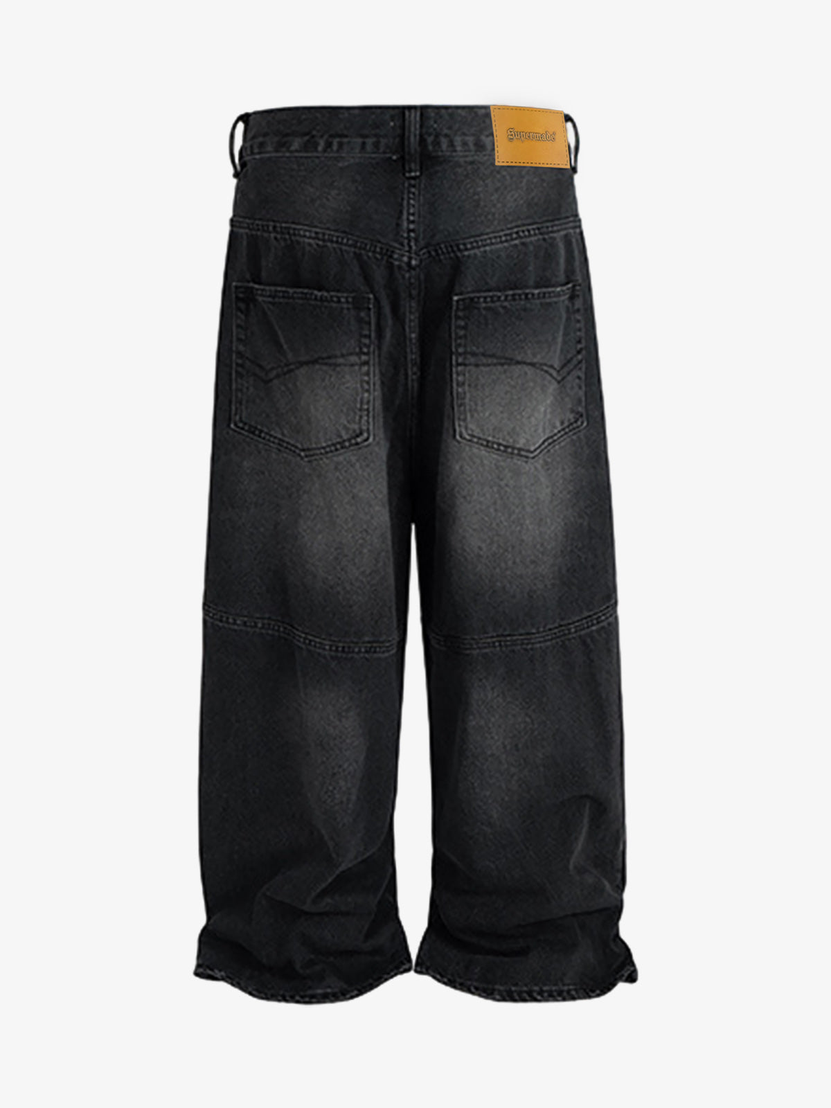 Wide-Leg Denim Trousers with Unique Floral Drawstring and Bold Street Style Design 