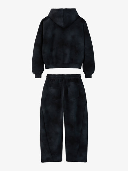 Cotton Blend Tie-Dye Hoodie & Sweatpants Set - Cozy Casual Lounge Wear for Women?