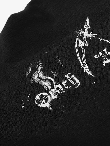 Cotton Long Sleeve Henley Shirt with Gothic Reaper Print Dark Black Graphic Sweatshirt for Men?