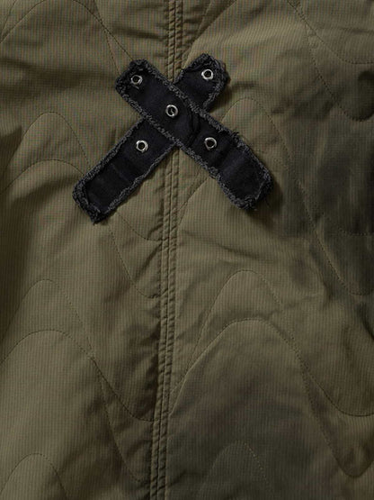 Camouflage Print Quilted Jacket with Detachable Hood for Men 