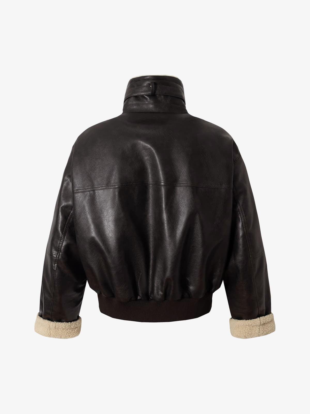 Vintage Shearling Collar Quilted Leather Jacket