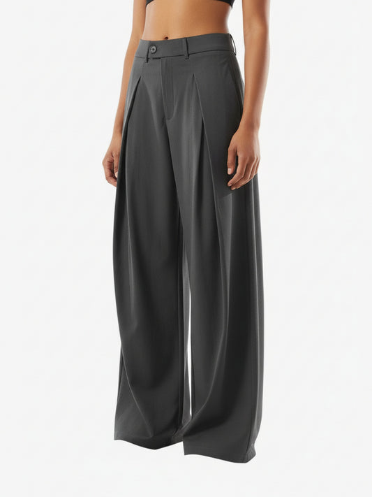 Pleated Drape Bootcut Suit Pants