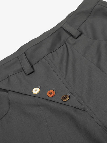Adjustable Side Buttons Barrel Pants 