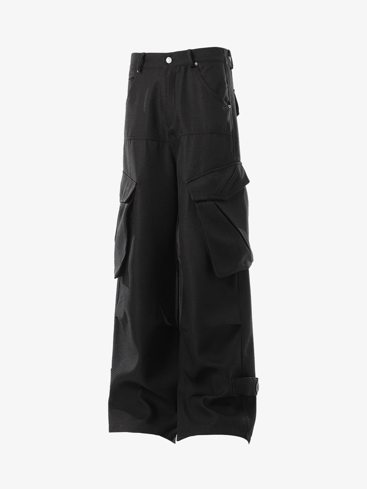 Stylish High-Waisted Black Trousers with Crystal Embellishments 