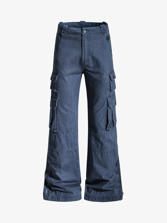 Cotton Blend Cargo Pants with Belted Straps and Multiple Pockets for Men and Women?