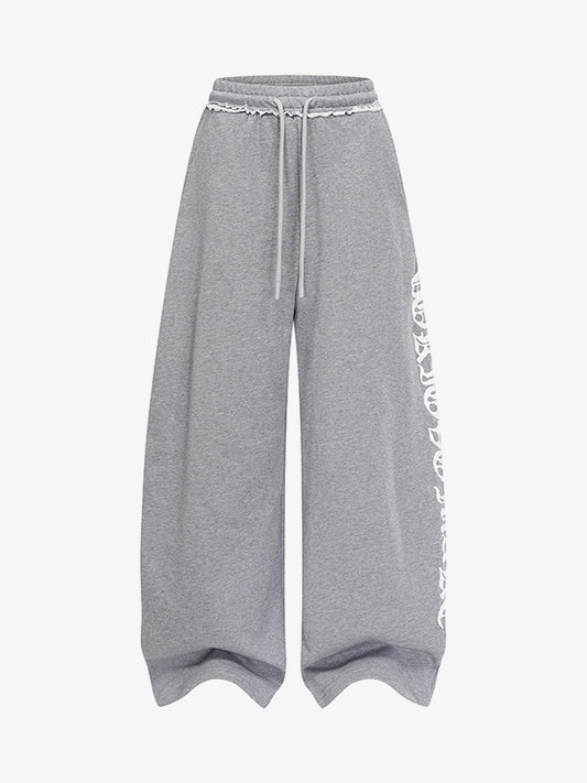 Stylish Wide-Leg Sweatpants with Unique Embroidery for Casual Wear 