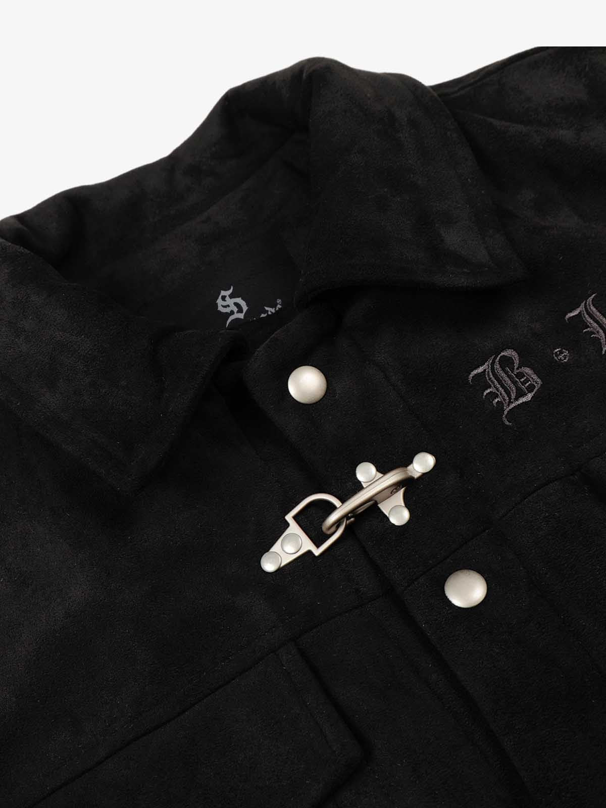 Retro Suede Asymmetric Buckle Design Down Jacket