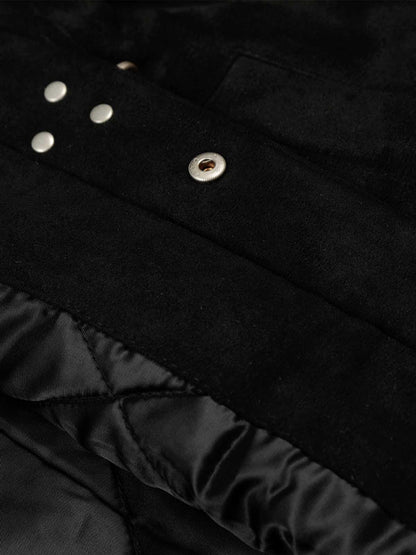 Retro Suede Asymmetric Buckle Design Down Jacket