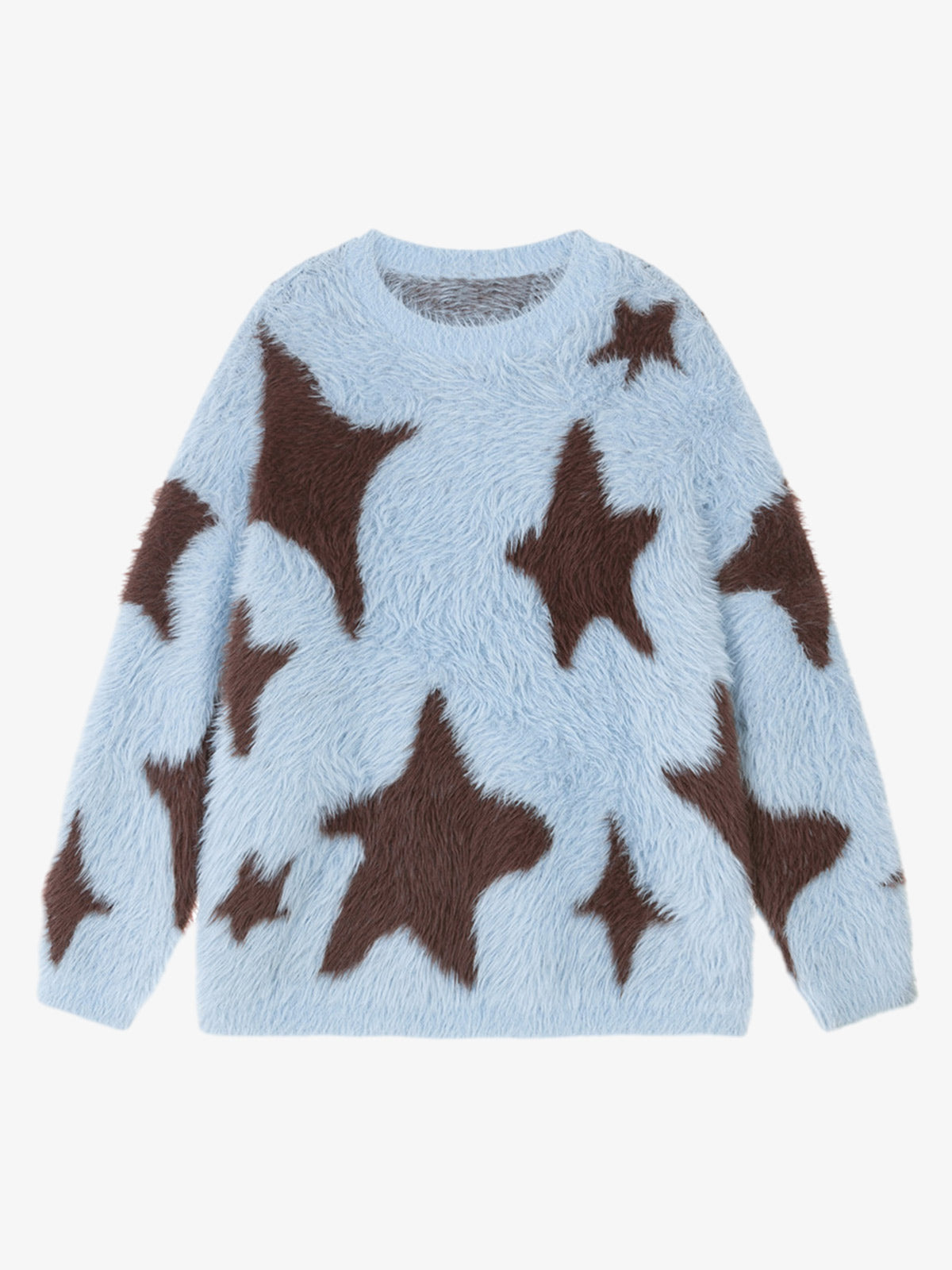 Fun Star Jacquard Sweater Crew Neck Sweater 