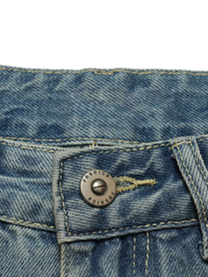 Vintage Washed Plaid Baggy Jeans 