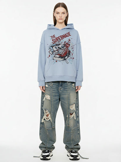 Stylish Graphic Hoodie with Bold Sneaker Design for Casual Wear 