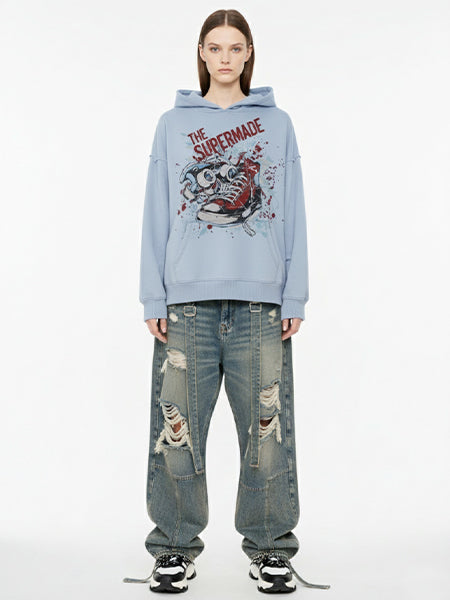 Stylish Graphic Hoodie with Bold Sneaker Design for Casual Wear 