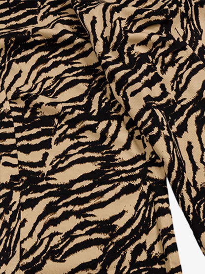 Retro Zebra Print Asymmetric Draped Patchwork Barrel Pants 