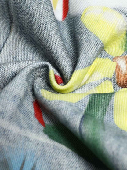 Denim Painted Animal Print Wide Leg Jeans with Cartoon Cat Dog Design?