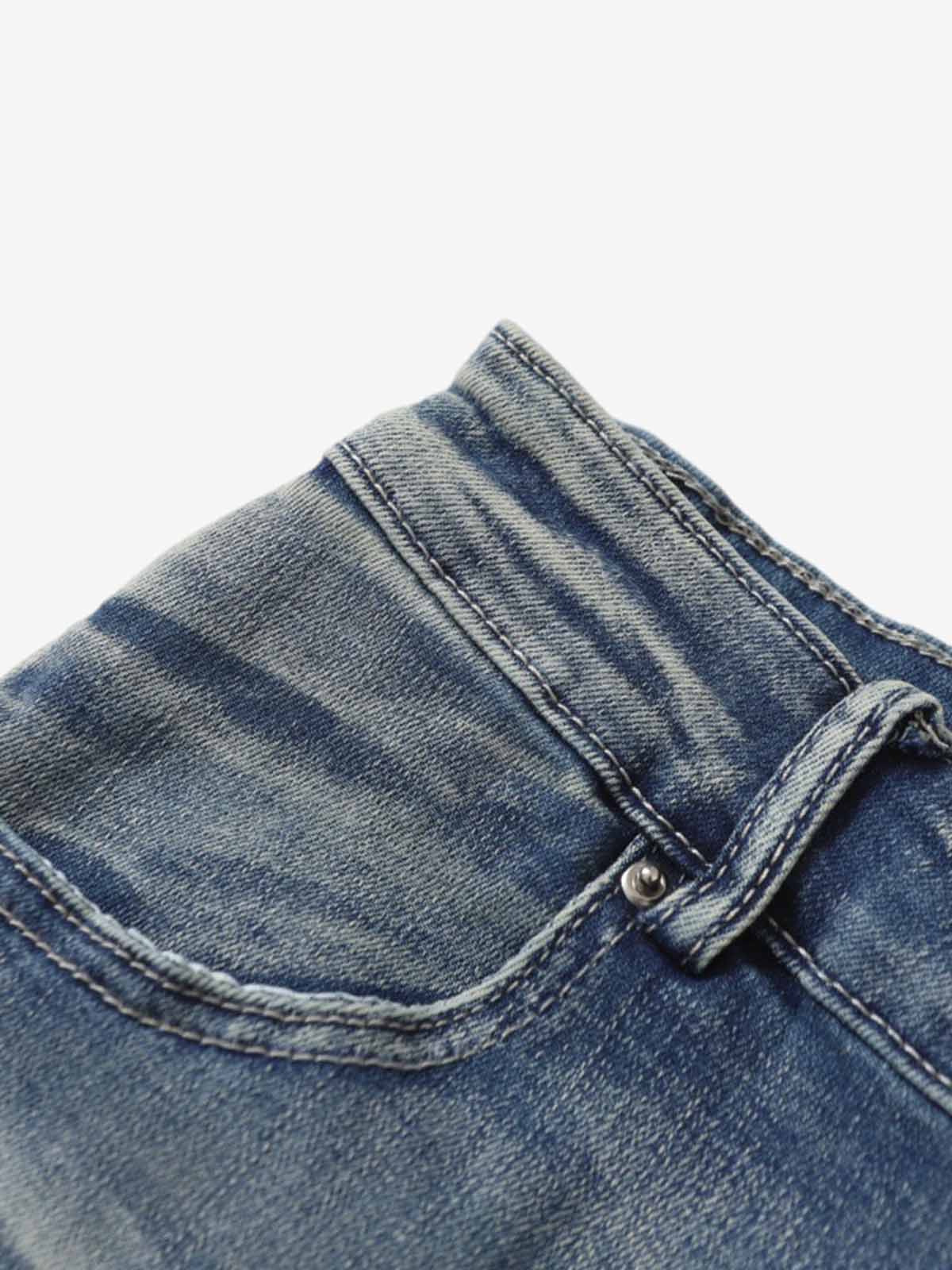 Washed Panel Seam Flare Jeans