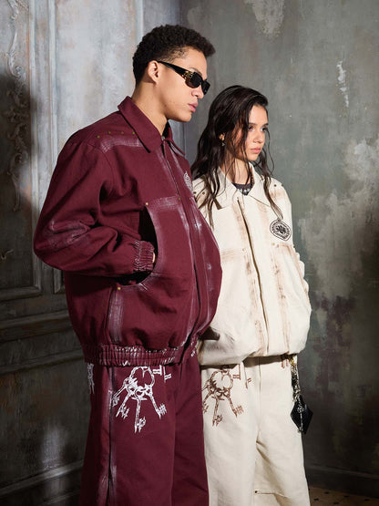 Cotton Blend Pink Track Suit with Supermad Logo Print and Side Stripes 