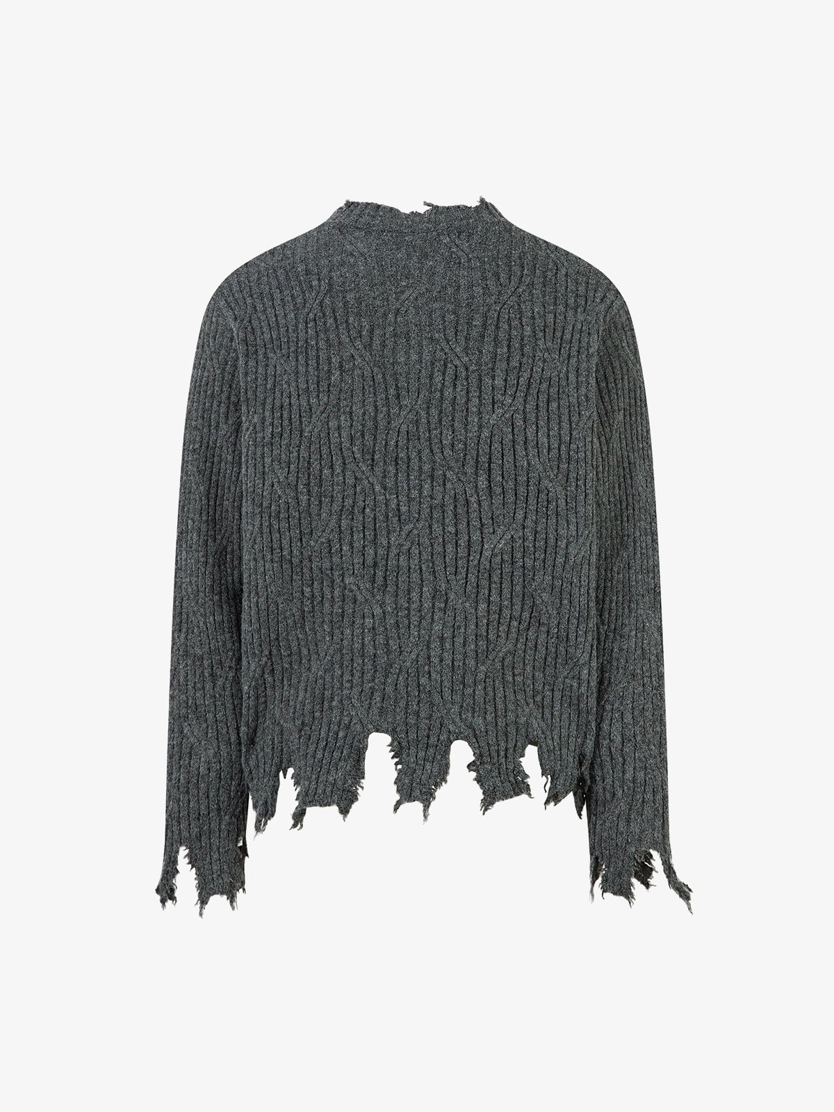 Distressed Ribbed Henley Sweater for Casual Elegance 