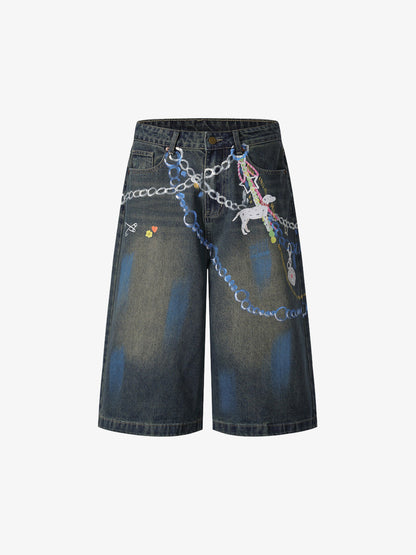 Street Painting Graffiti Denim Jorts 