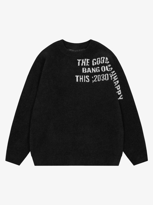 Embroidered Letter Knit Sweater 