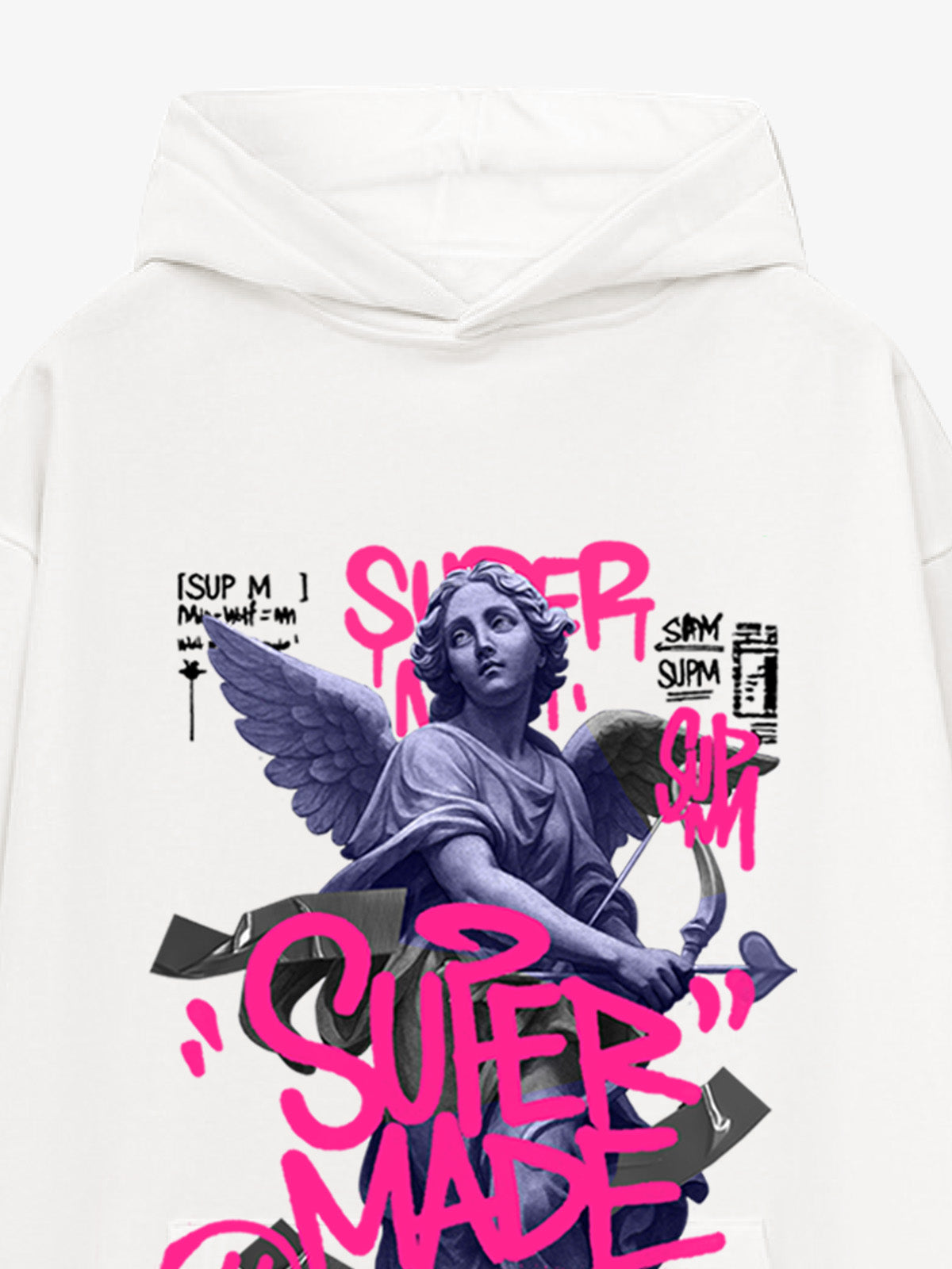 Graffiti Angel Print Hooded Sweatshirt 