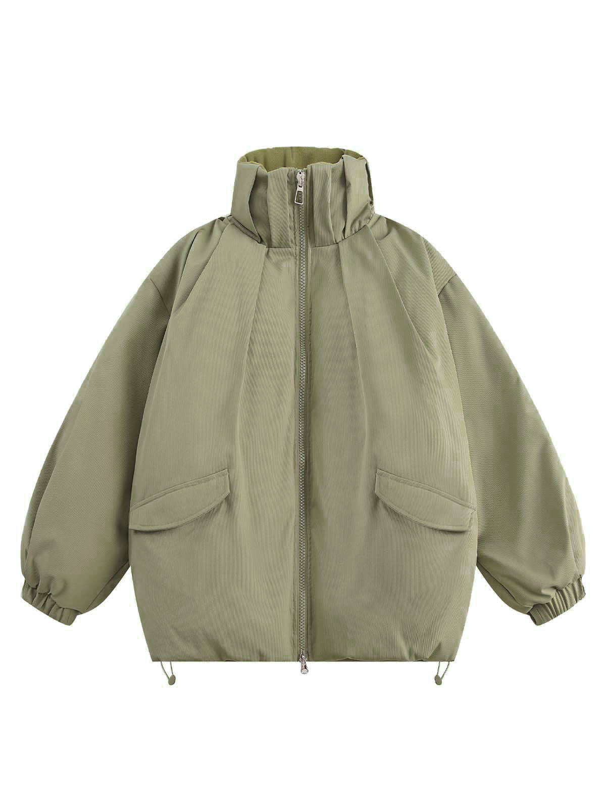 Vintage Oversized Pleated Stand Collar Jacket 