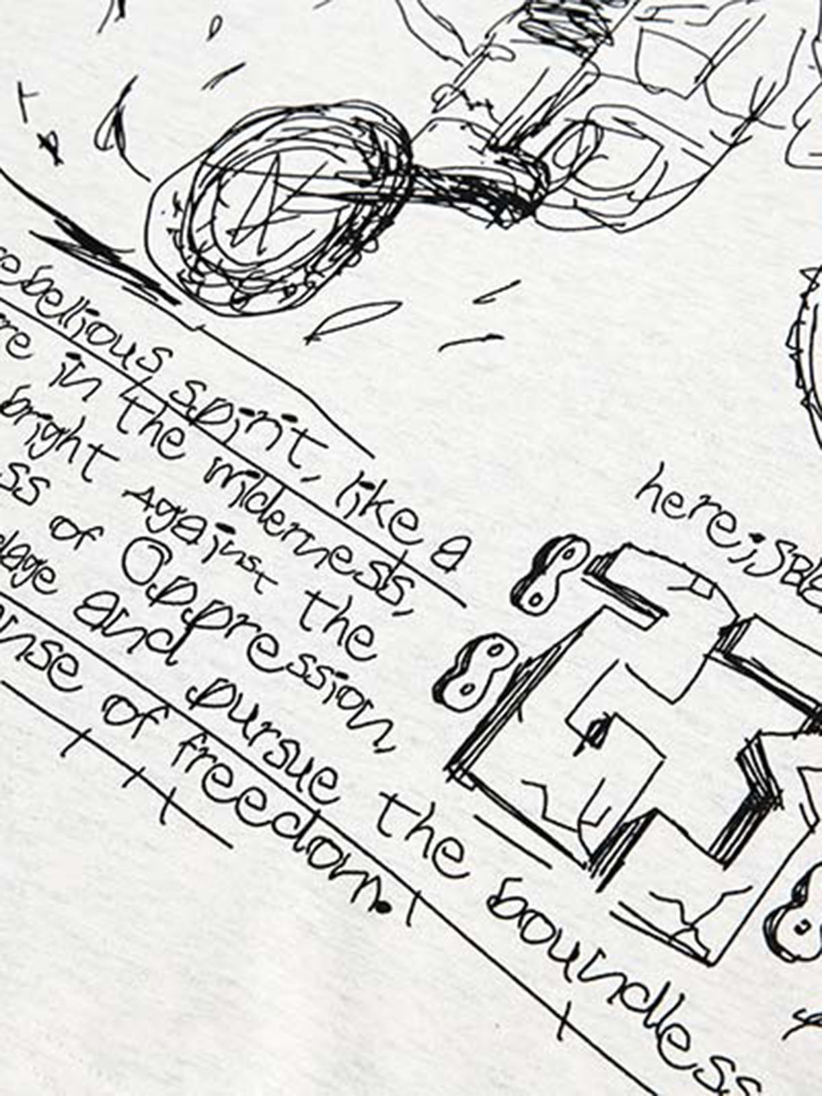 Hand-painted Cartoon Characters Printed Long-sleeved T-shirt 