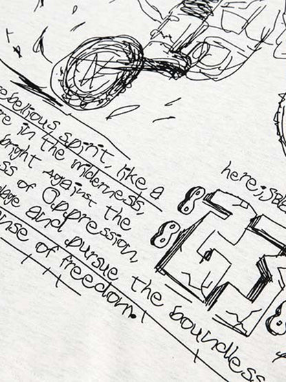 Hand-painted Cartoon Characters Printed Long-sleeved T-shirt 