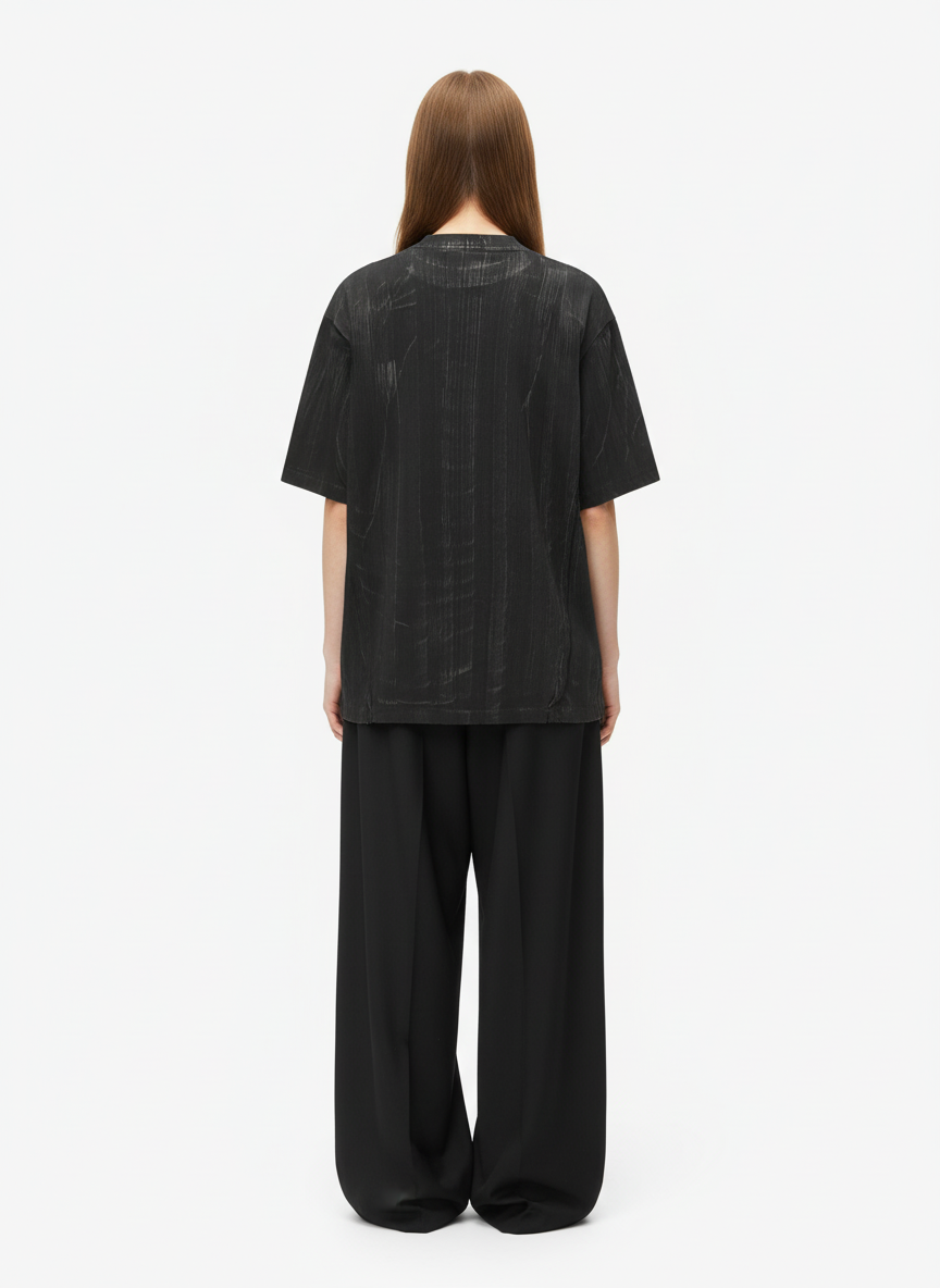 Rivet Deconstructed Split Stitching Denim Short-Sleeved Shirt