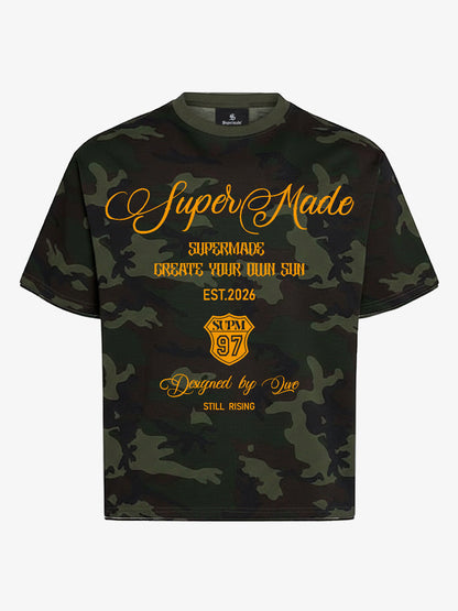 Cotton Camouflage Print T-Shirt with SuperMade Logo Design for Men and Women?