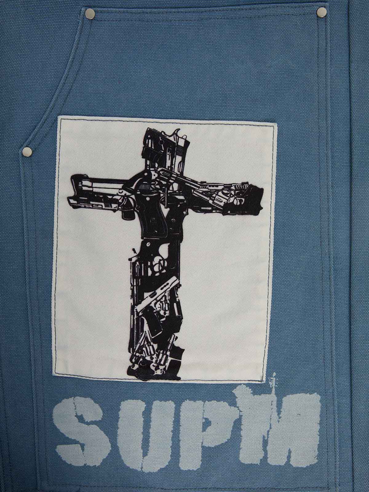 Supermade Multi-Element Appliqu¨¦ Patchwork Denim Suit?