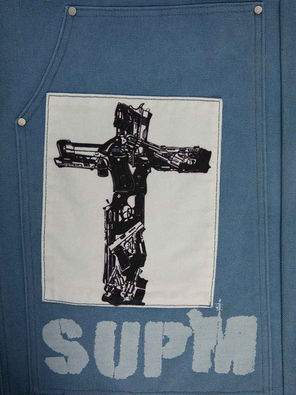 Supermade Multi-Element Appliqu¨¦ Patchwork Denim Suit?