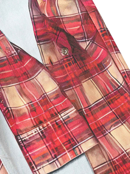 Plaid Print Baggy Jeans 