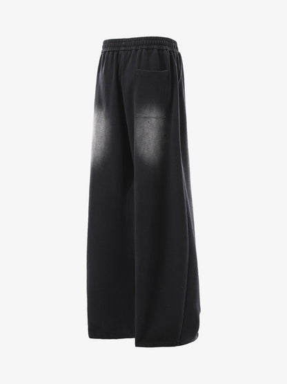 Distressed Gradient Drawstring Wide Leg Pants 