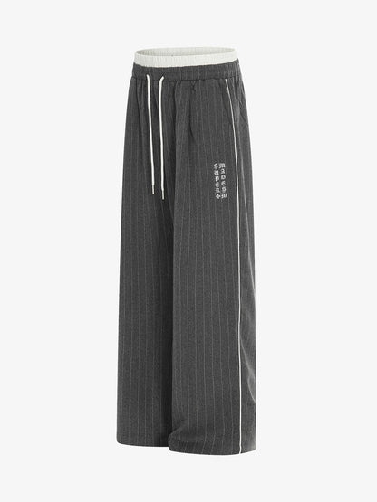 Pinstripe Elastic Waist Wide Leg Pants