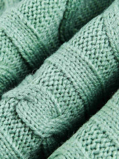 Thesupermade American Retro Contrast Color Design High Collar Knitted Sweater Cardigan 