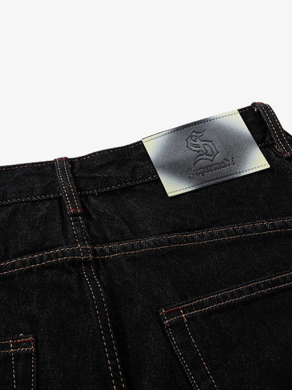 Dark Gothic Graphic Wide-Leg Jeans 