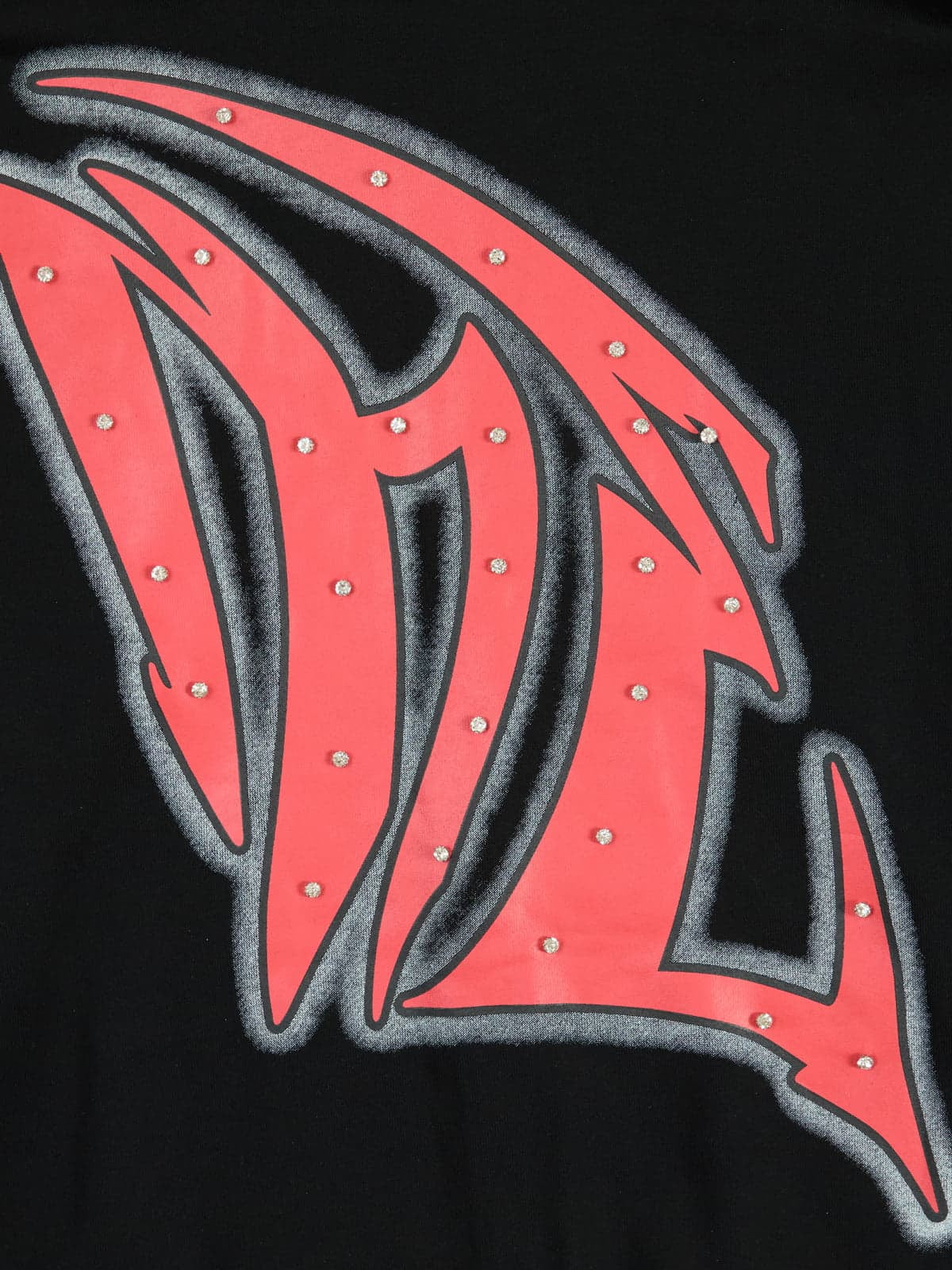 Retro Gothic Print Rhinestone Zip-Up Hoodie 