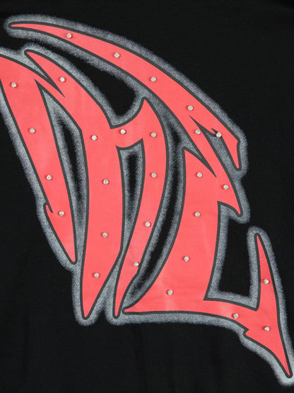 Retro Gothic Print Rhinestone Zip-Up Hoodie 