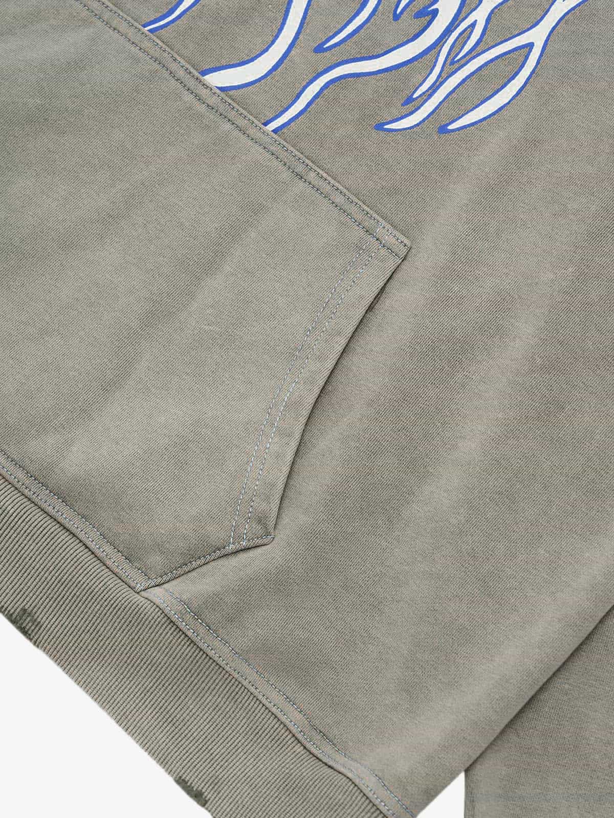 SPMD Flame Letter Graphic Cotton Hoodie 