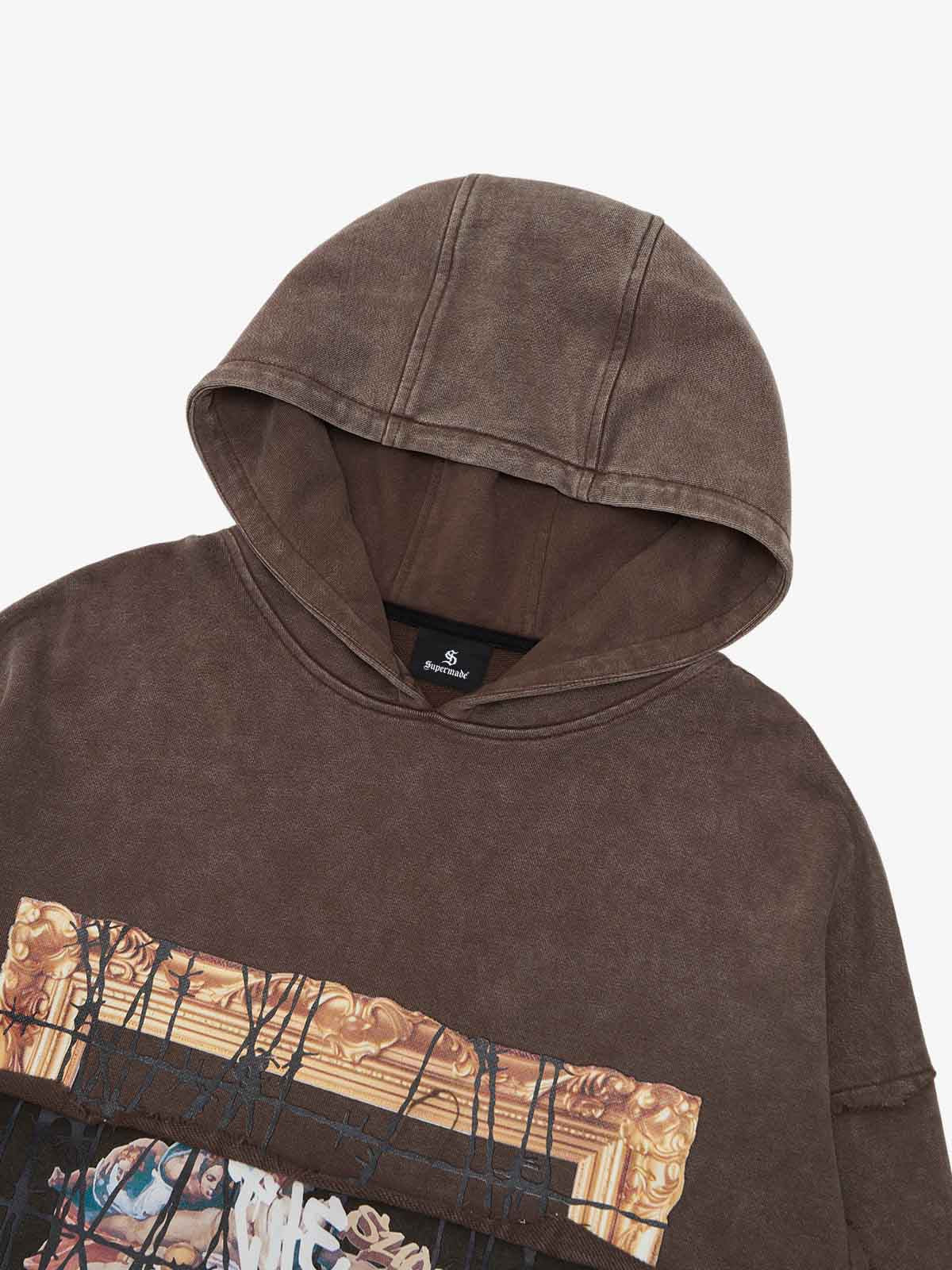 Distressed Thorn Destruction Painting Hooded Sweatshirt 