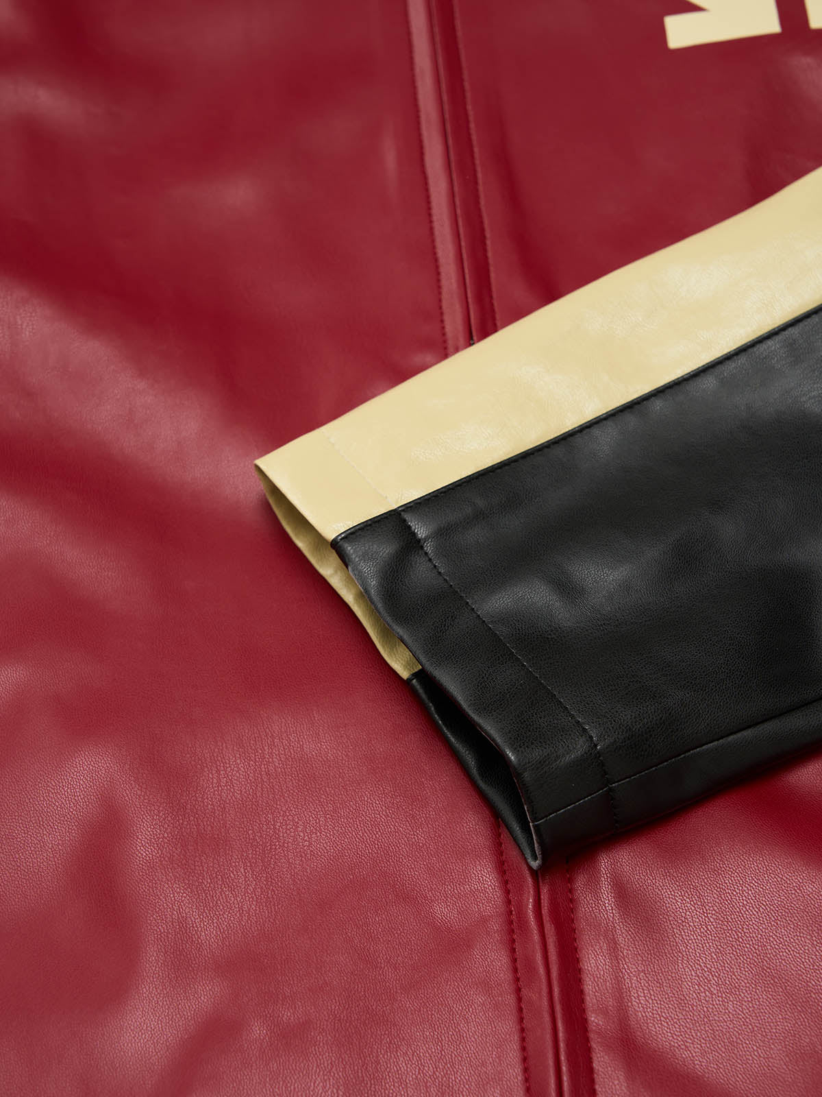 Original Contrast Color Leather Jacket 