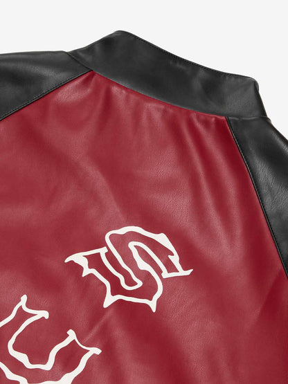 Original Contrast Color Leather Jacket 