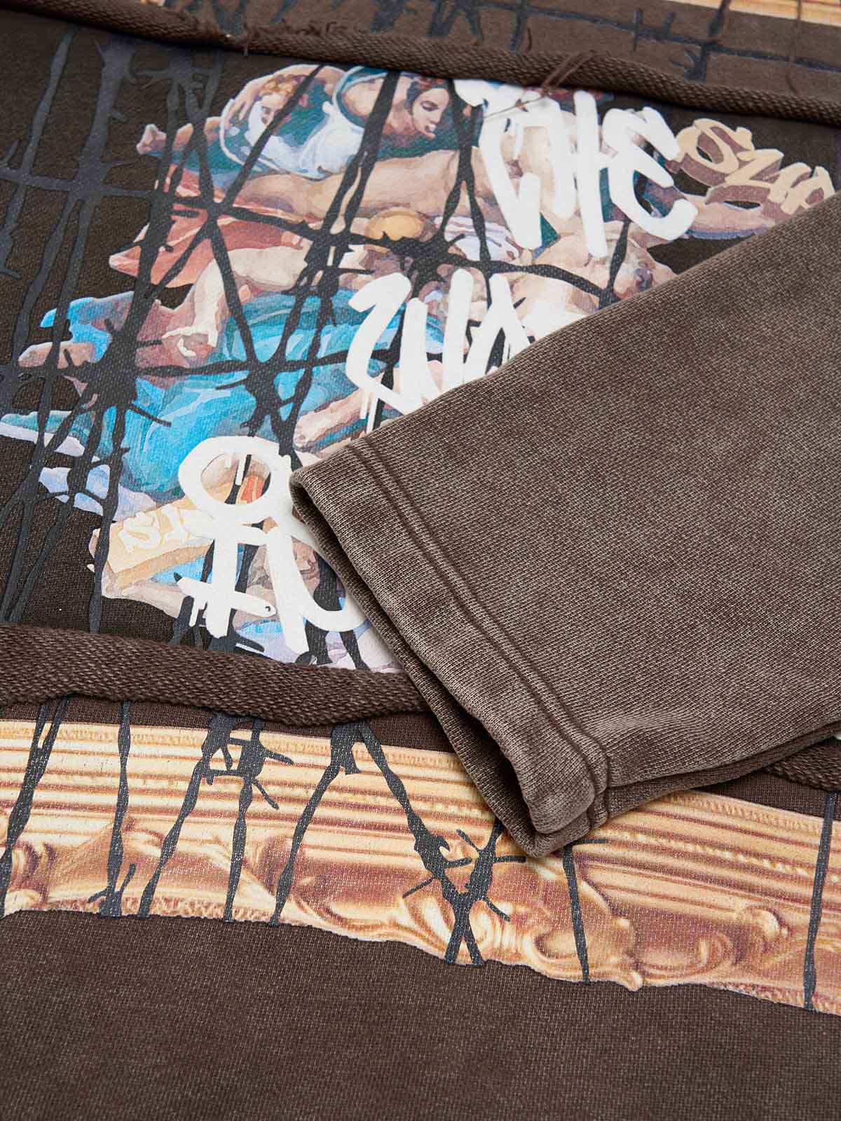 Distressed Thorn Destruction Painting Hooded Sweatshirt 