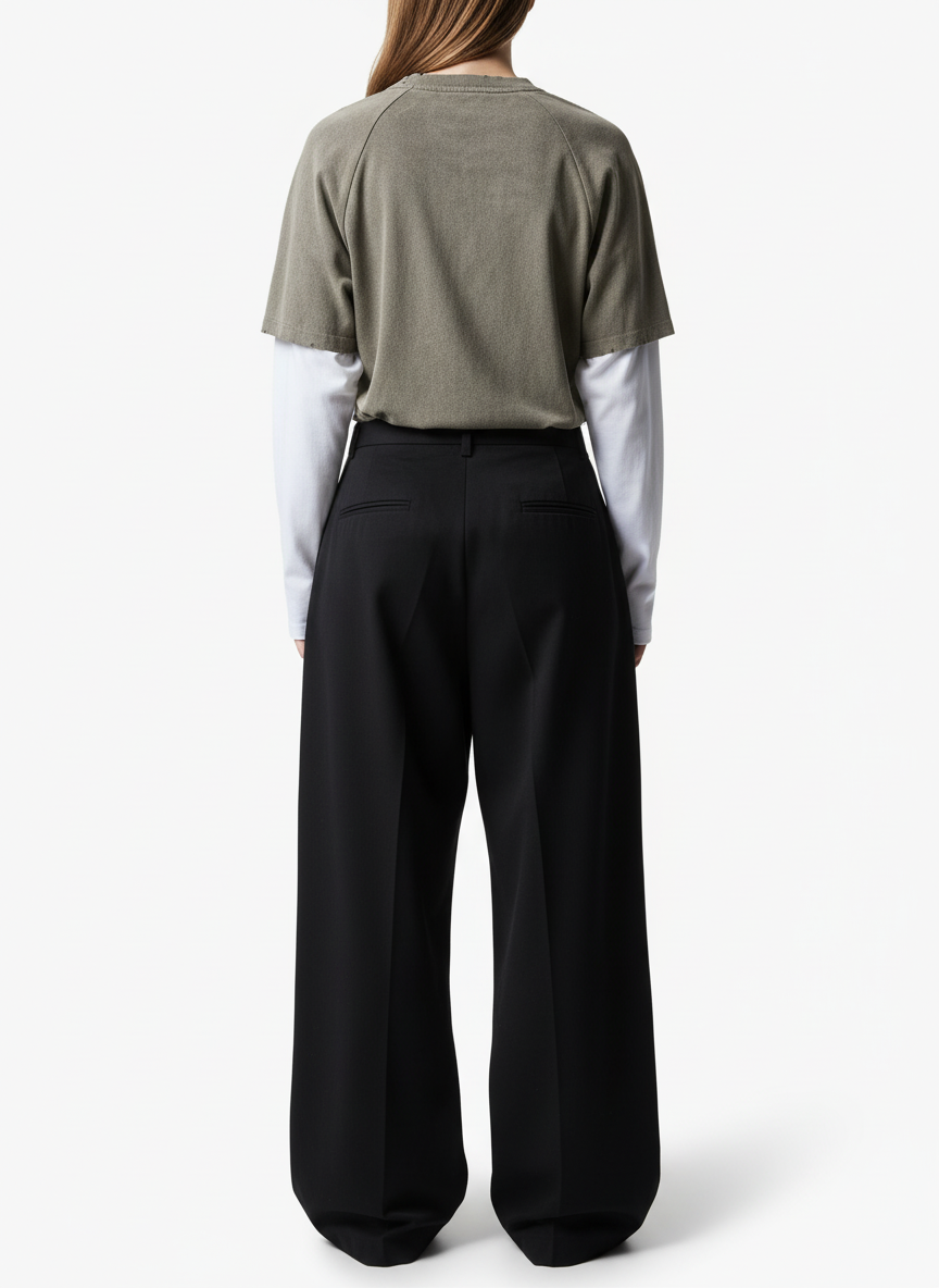 Original Retro Contrast Color Faux Two-Piece Long-Sleeved T-Shirt