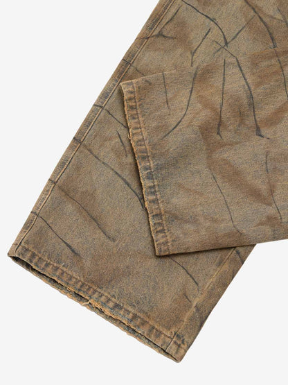 Vintage Washed Distressed Copper-Dyed Jeans 
